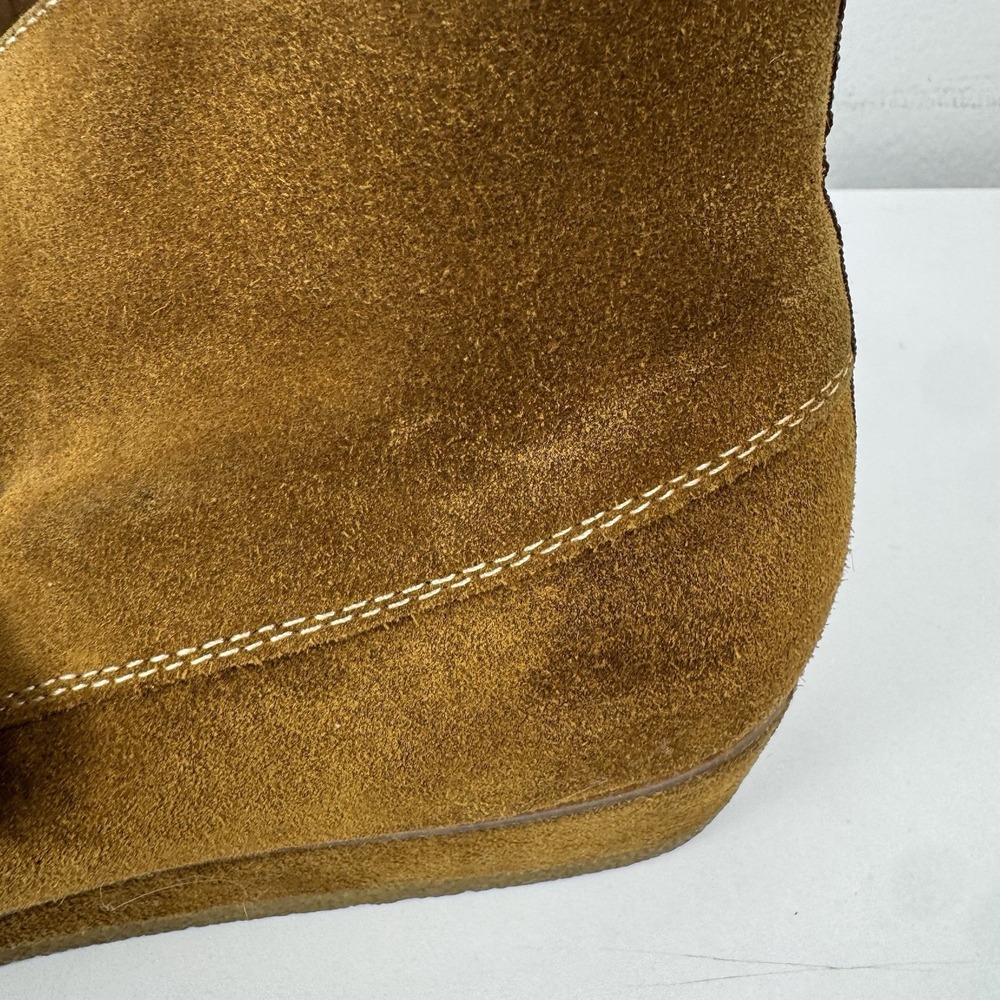 Franco Sarto Suede Wedge Booties Brown Buckle Strap Women's 8M Round Toe - Picture 16 of 16